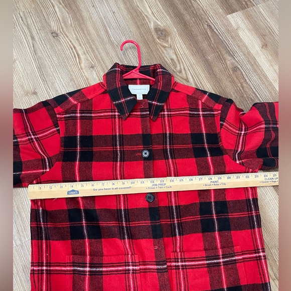 Charter Club Plaid Shirt Red and Black Jacket Shacket Size Medium - Picture 13 of 14